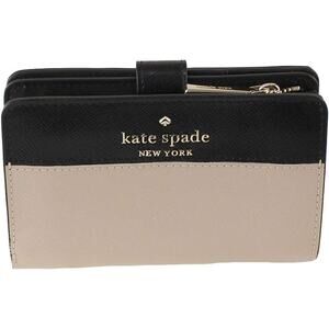 NWT Kate Spade Staci Medium Compact Bifold WOMEN Wallet -Warm Beige Black Multi